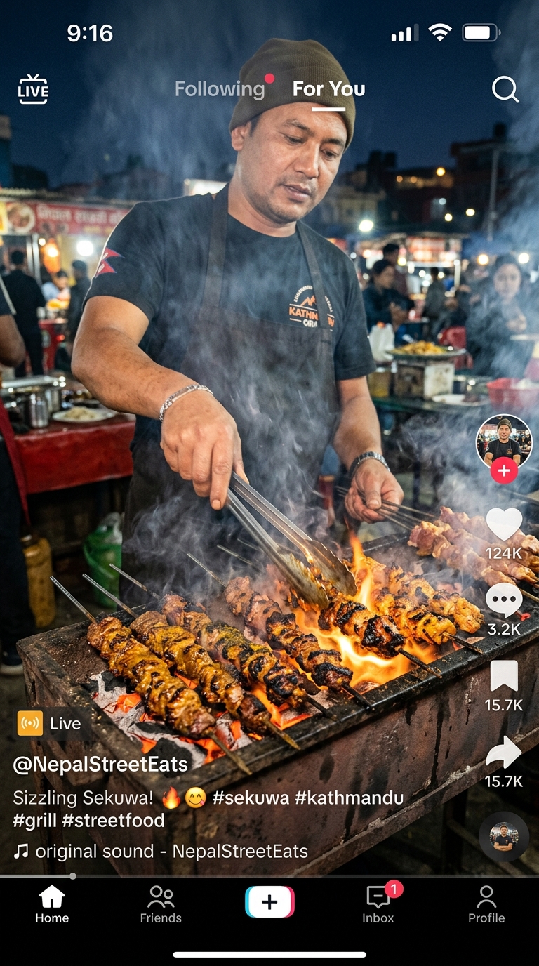 Live charcoal sekuwa barbecue grill